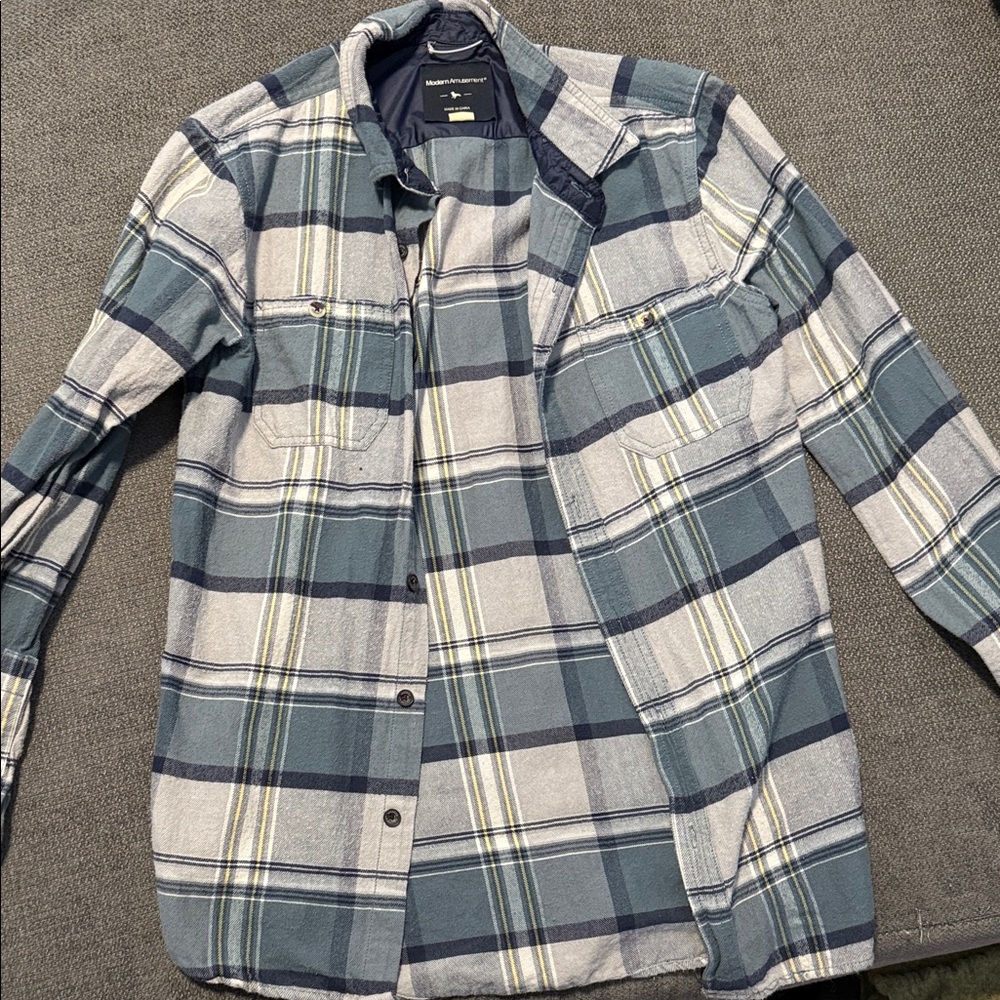 Modern Amusement Blue and Gray Plaid Shirt Jacket